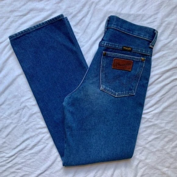 Vintage Wrangler 26W Denim Straight Blue Jeans - Picture 1 of 11